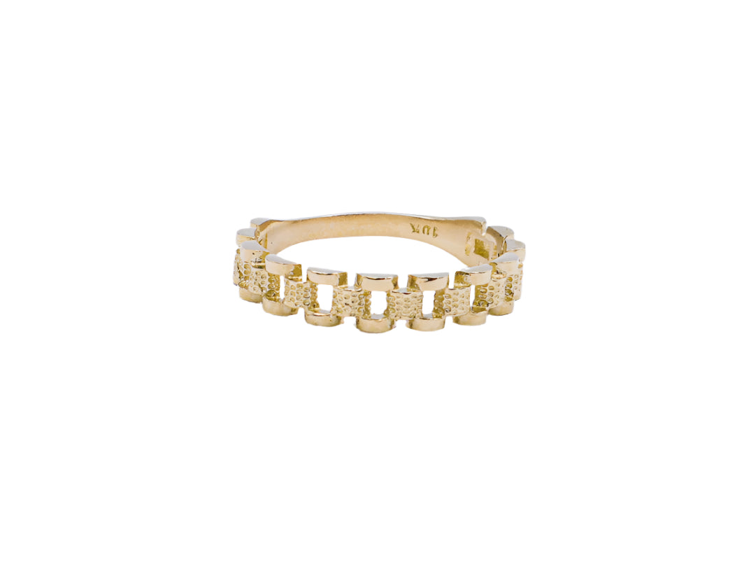10K Solid Yellow Gold Classic Vintage Rolly Band Ring