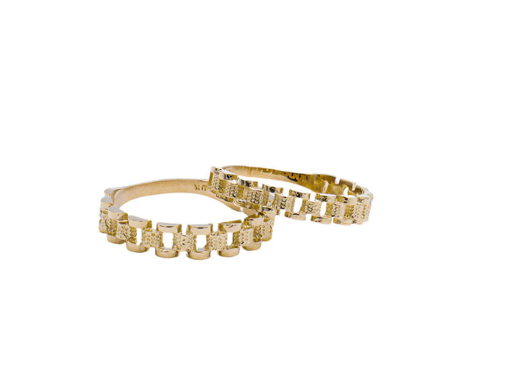 10K Solid Yellow Gold Classic Vintage Rolly Band Ring