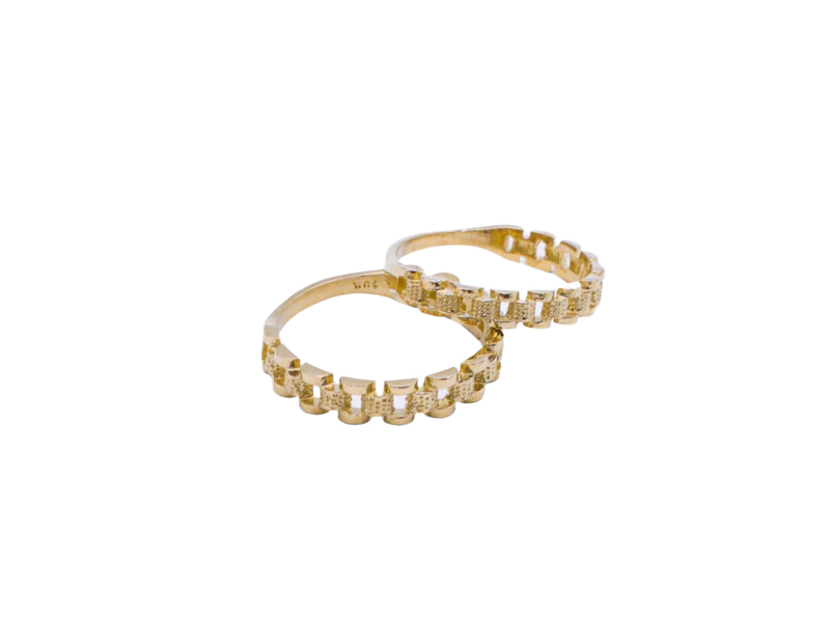 10K Solid Yellow Gold Classic Vintage Rolly Band Ring