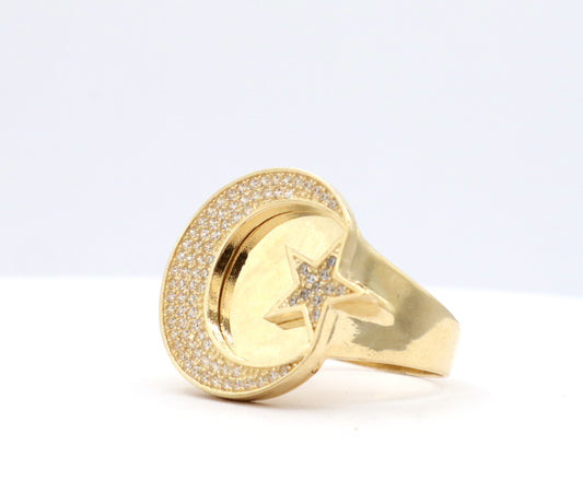 14K Gold Solid Starry moon  Ring STF DIAMONDS