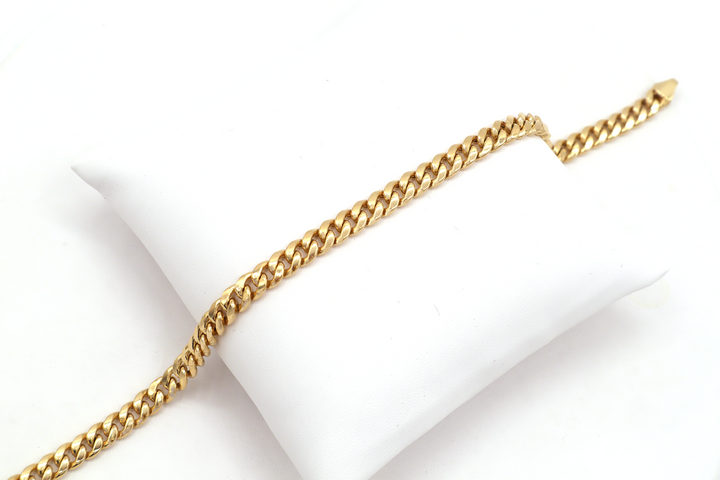 14K Solid Gold Diamond-Cut 4.7mm Miami Cuban Link Bracelet 3-3"