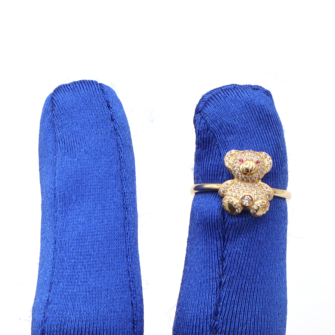 Cutie Bear CZ Stone Belly Women's Ring - 10K Yellow Gold - CZ Cubic zirconia | STF DIAMODNS JEWELRY