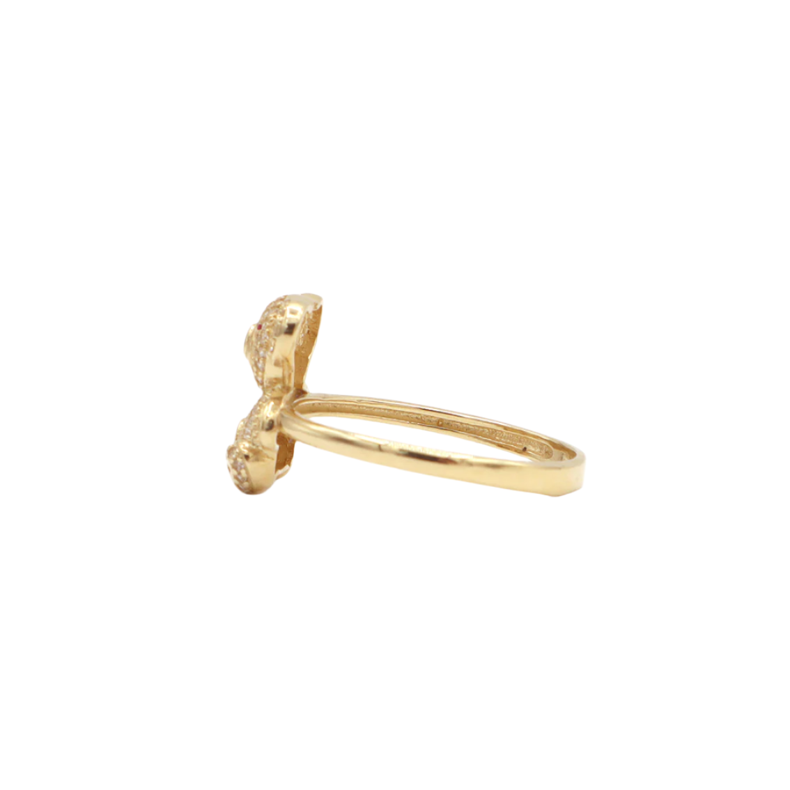 10K Solid Yellow Gold Cutie Bear CZ Ring