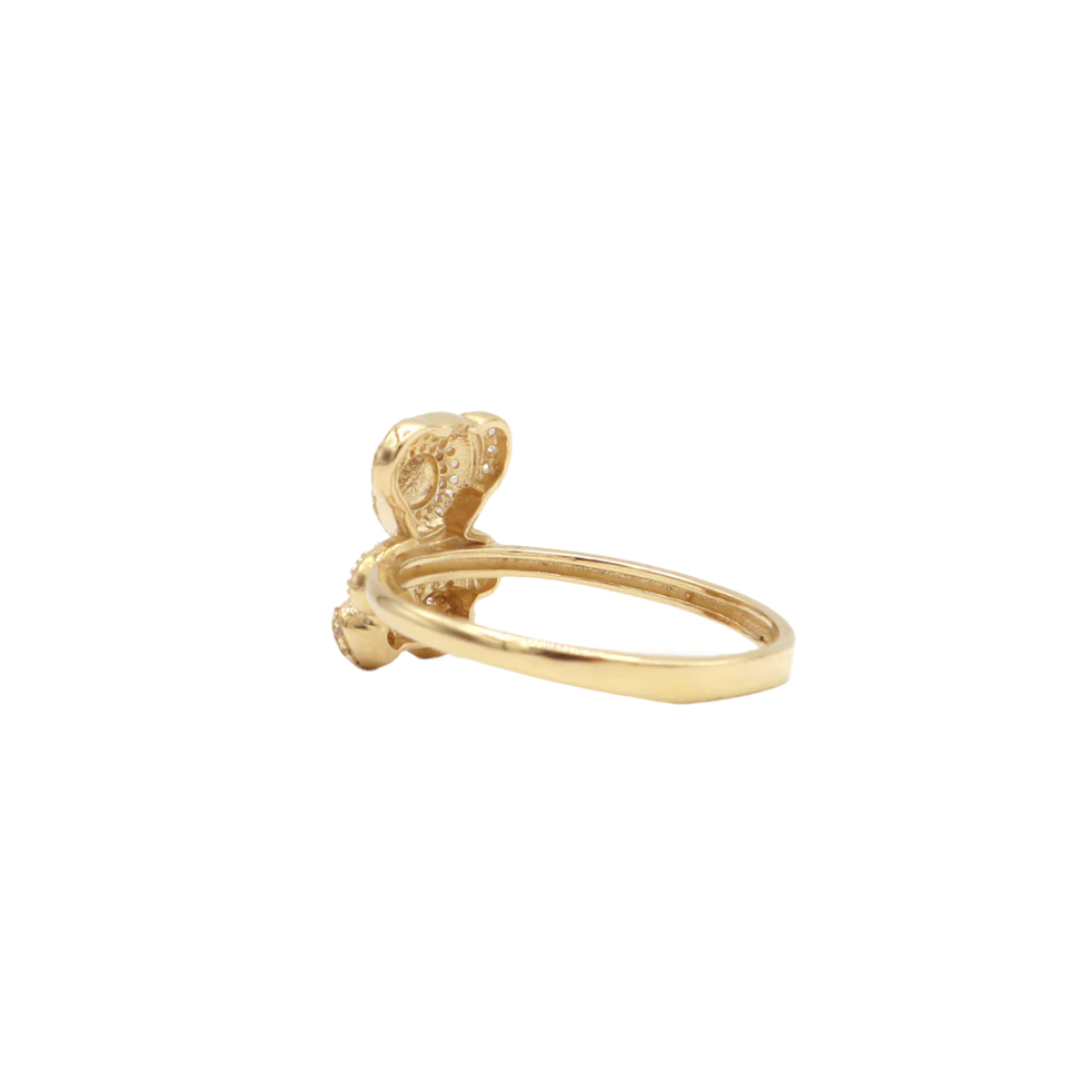 10K Solid Yellow Gold Cutie Bear CZ Ring