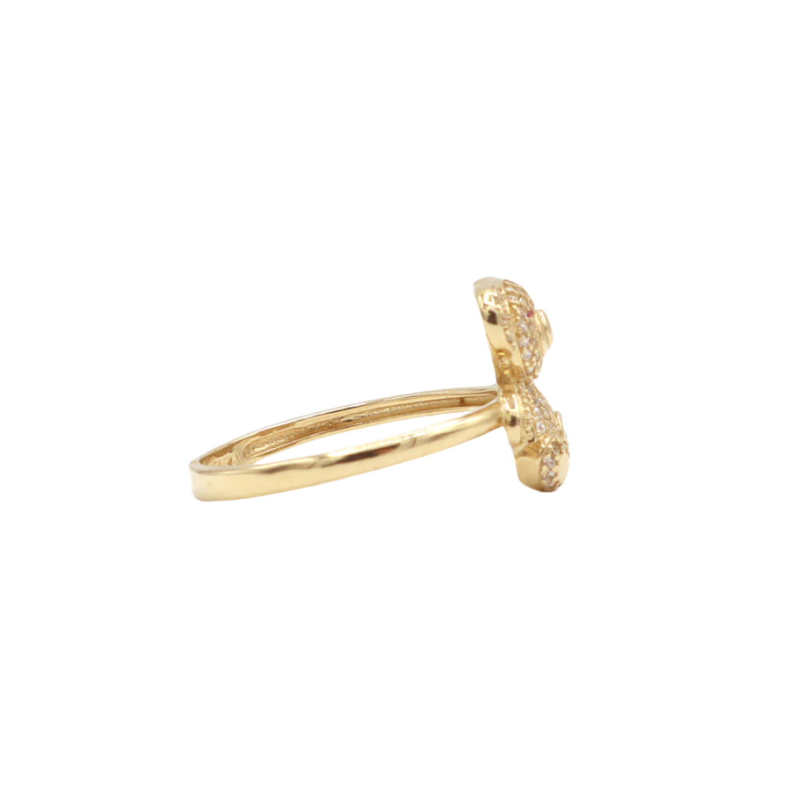 10K Solid Yellow Gold Cutie Bear CZ Ring