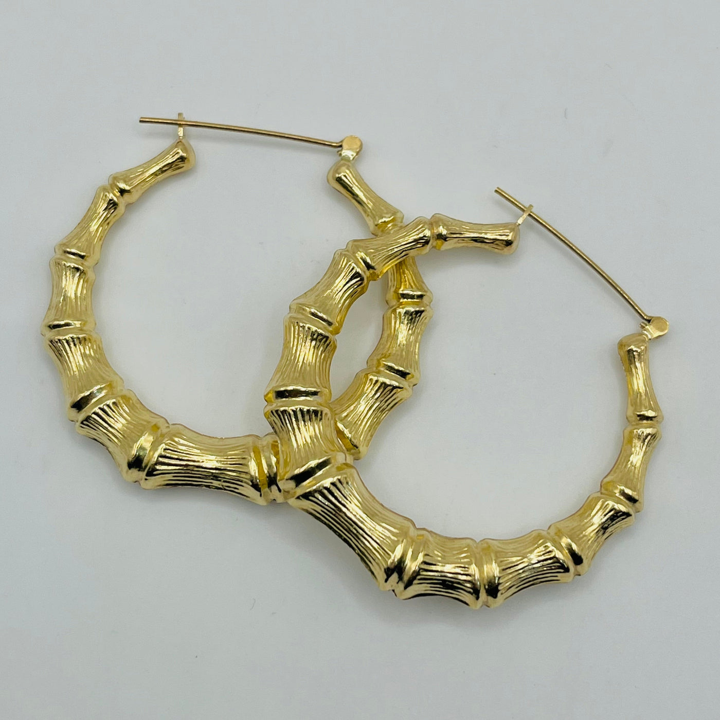 14K Yellow Gold 1.7" Bamboo Hoops
