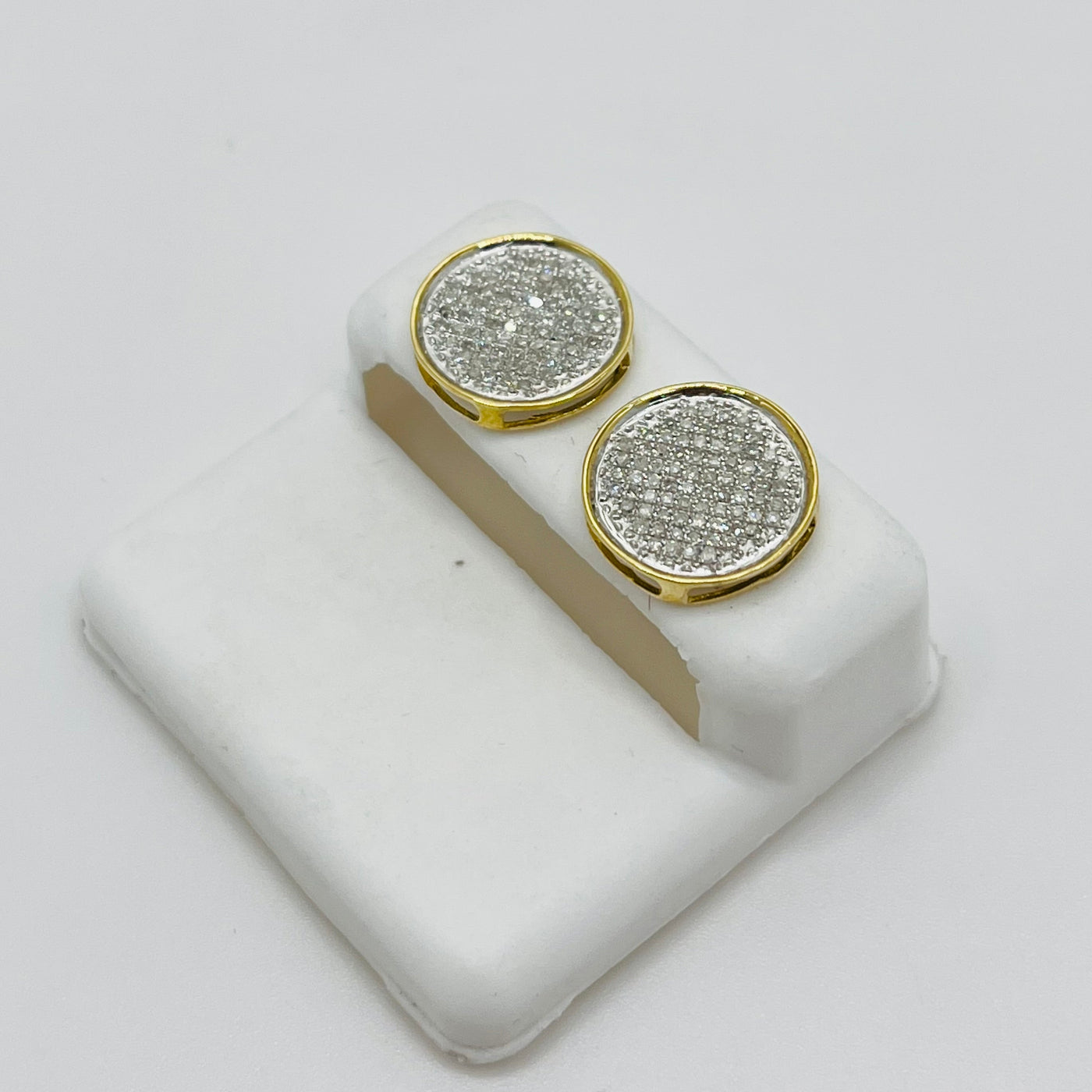 10K Diamond Disc Earrings 13mm