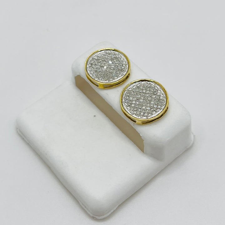 10K Diamond Disc Earrings 13mm