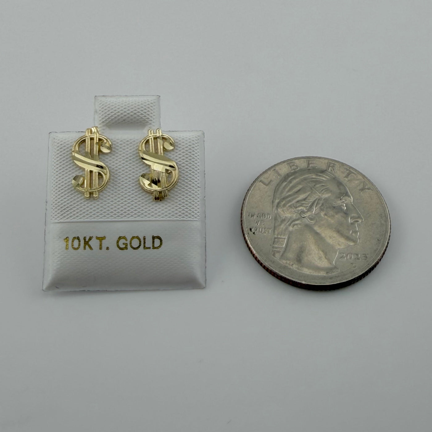 10K Yellow Gold Money Sign Earrings Small
