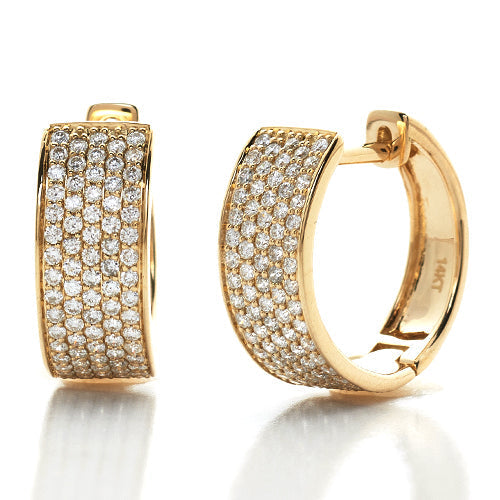 14K Yellow Gold Diamond Hoop Earrings