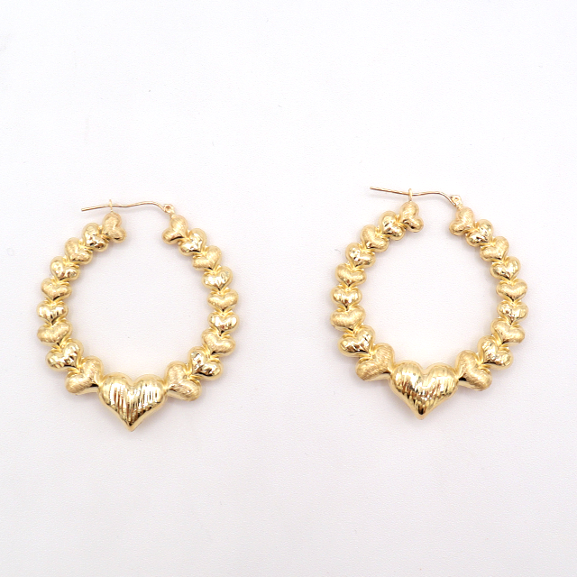10K Solid Yellow Gold Endless — Beaded Hoop Earrings