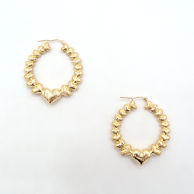 10K Solid Yellow Gold Endless — Beaded Hoop Earrings