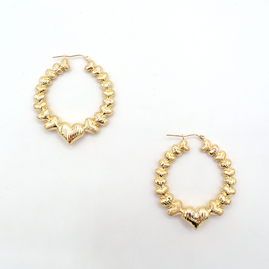 Endless Love Beads Hoop Earring 10K Pure Yellow Gold - STF DIAMONDS