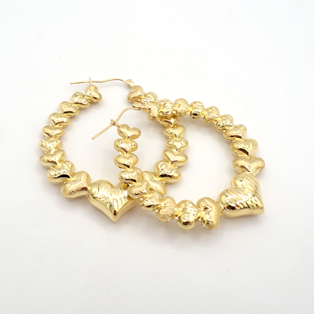 10K Solid Yellow Gold Endless — Beaded Hoop Earrings