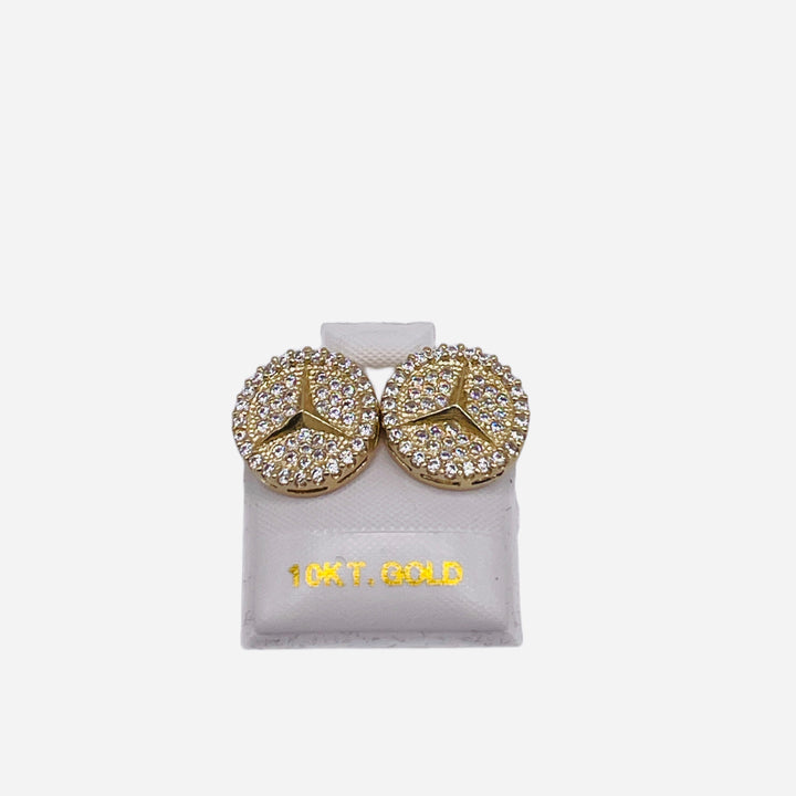 10K Yellow Gold Benz Style Earrings (13mm)