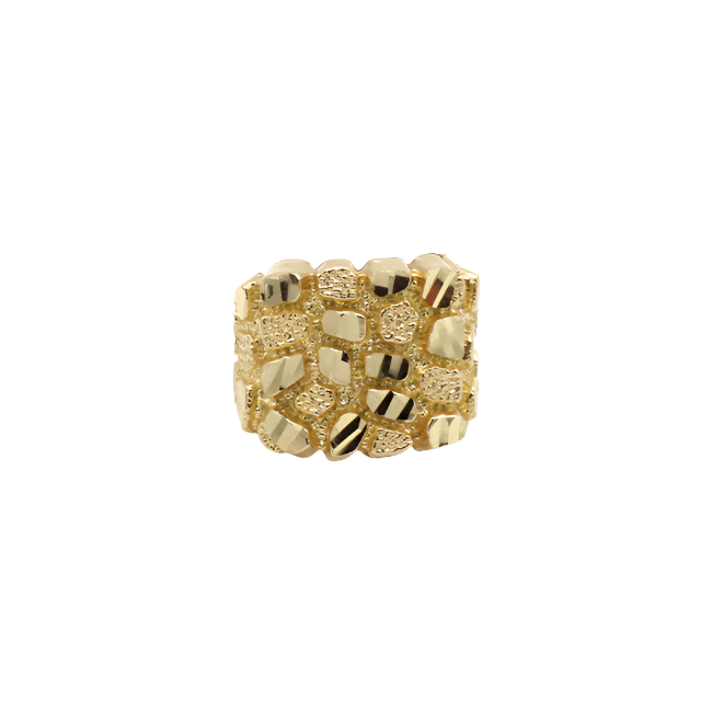 10K Solid Yellow Gold California King Nugget Men's Ring