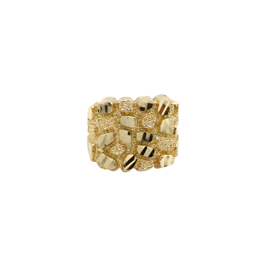 Fat Gold Nugget Ring 10K Pure Yellow Gold