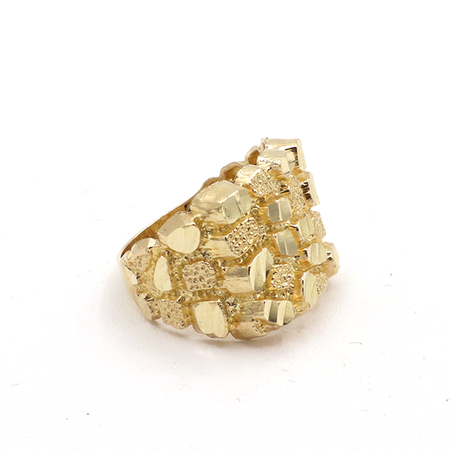 10K Solid Yellow Gold California King Nugget Men's Ring