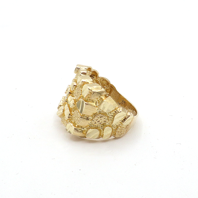 Fat Gold Nugget Ring 10K Pure Yellow Gold