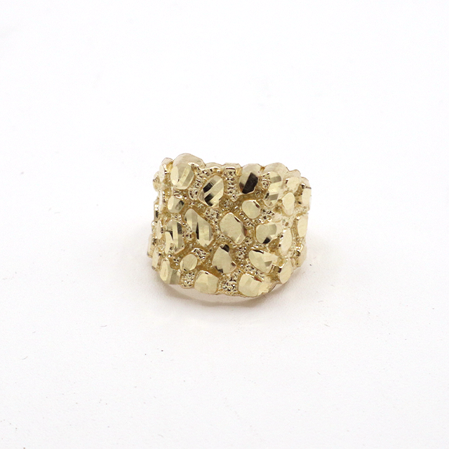 Fat Gold Nugget Ring 10K Pure Yellow Gold