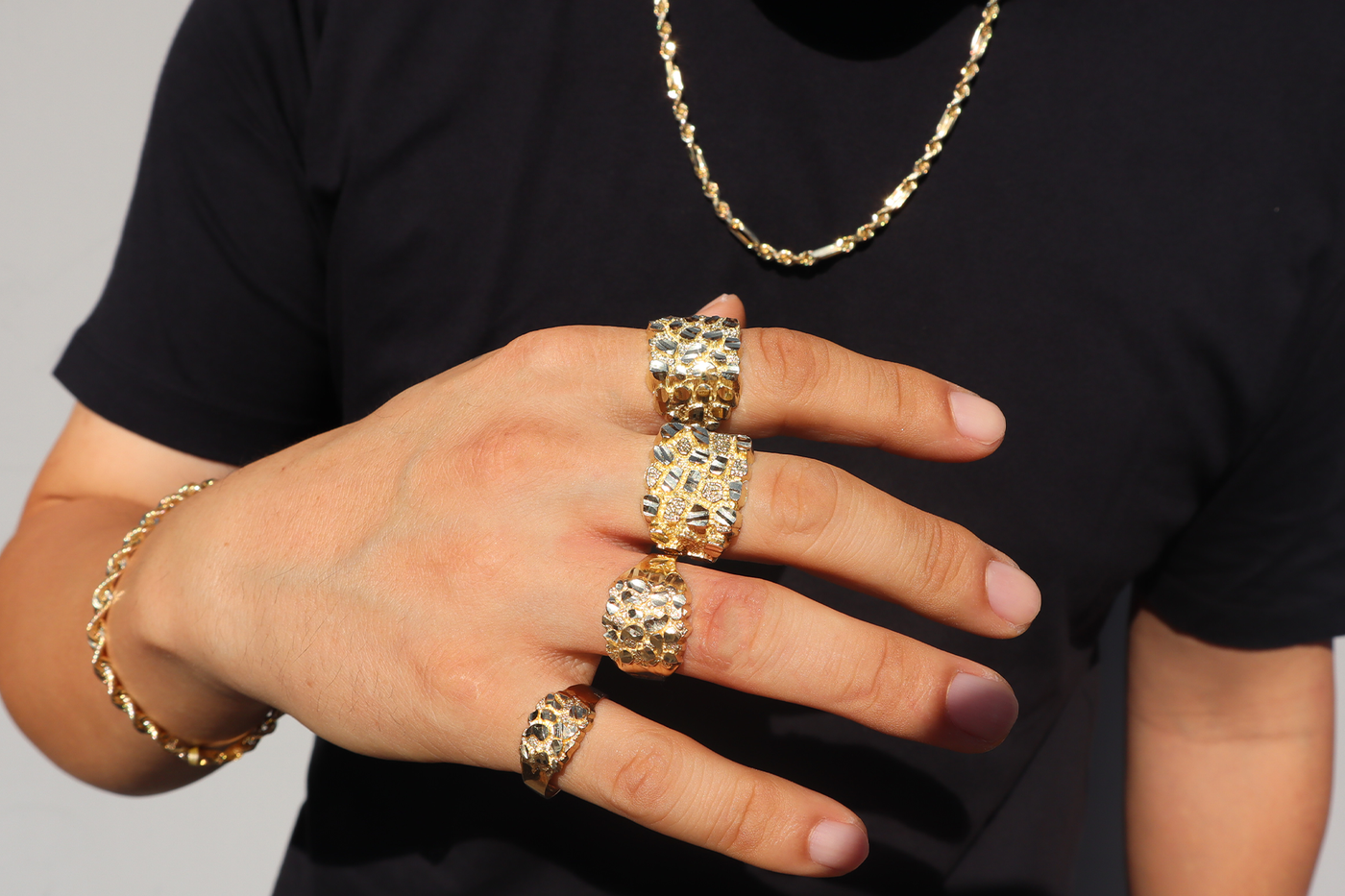10K Solid Yellow Gold Miner's Find Nugget Ring