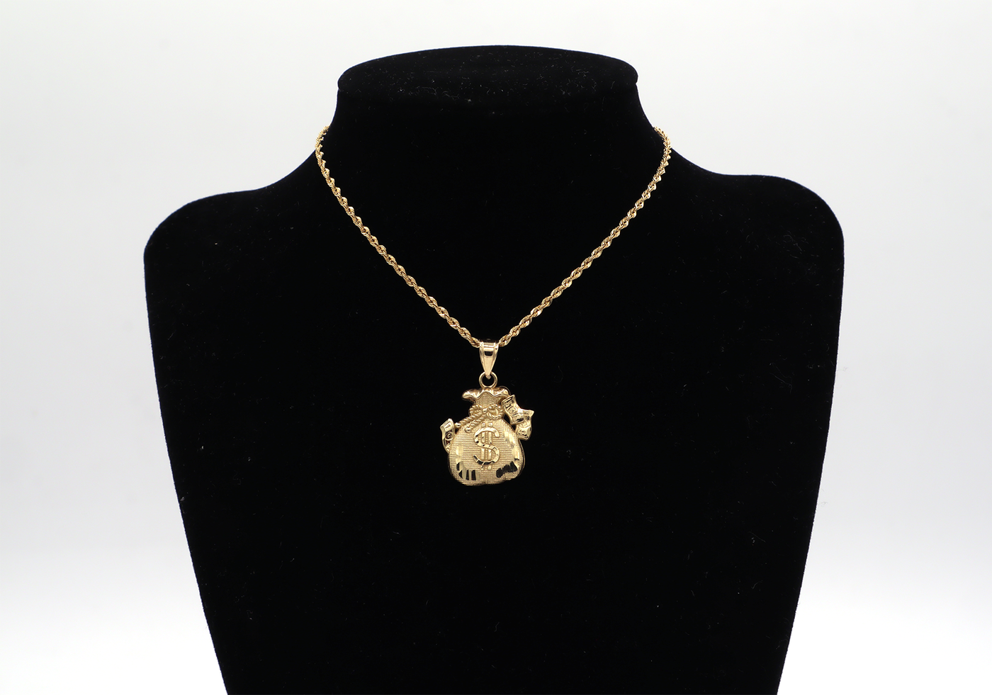 10K Solid Yellow Gold Diamond-Cut Fat Money Bag Charm