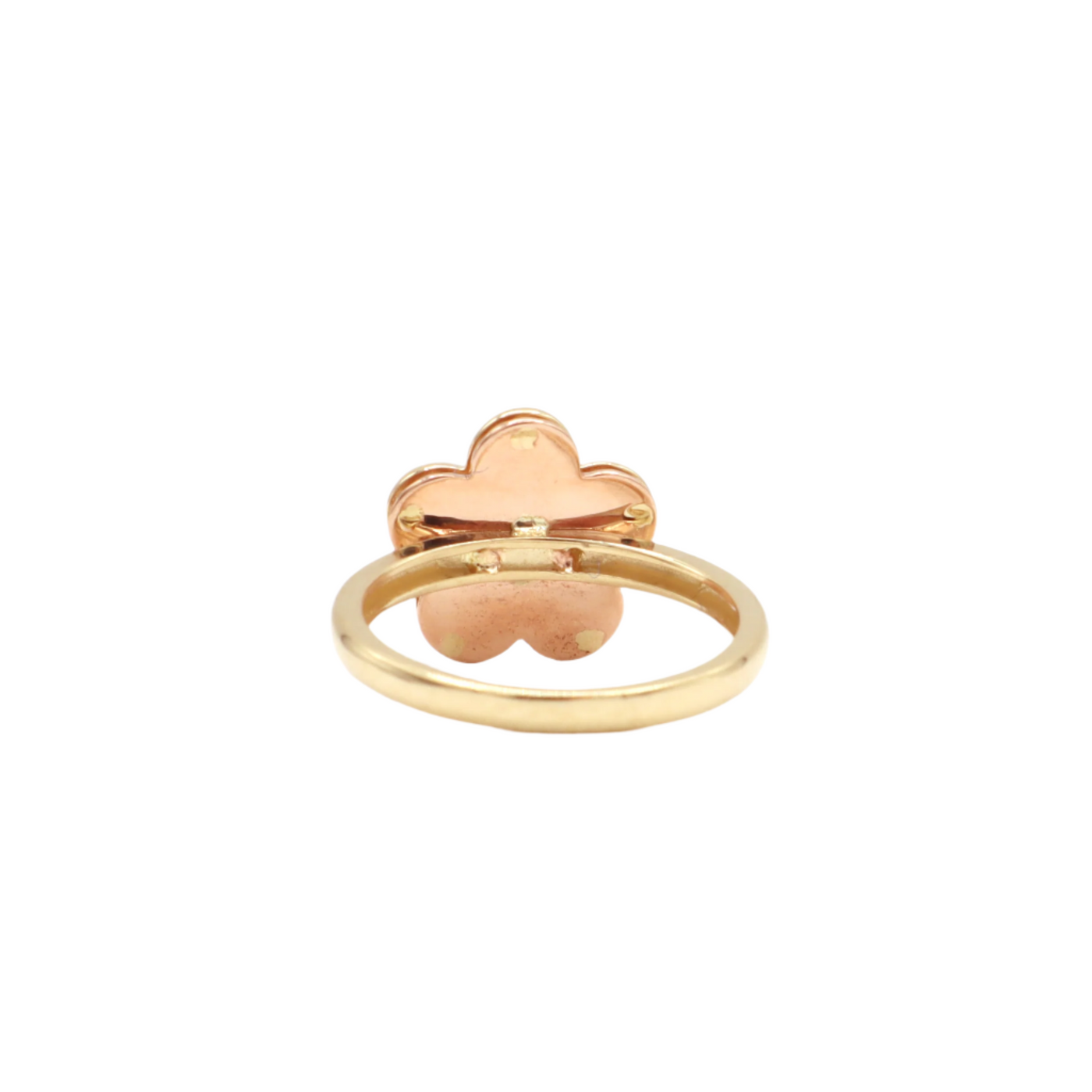 10K Solid Rose Gold Five-Leaf Flower CZ Ring (Yellow & Rose Gold)