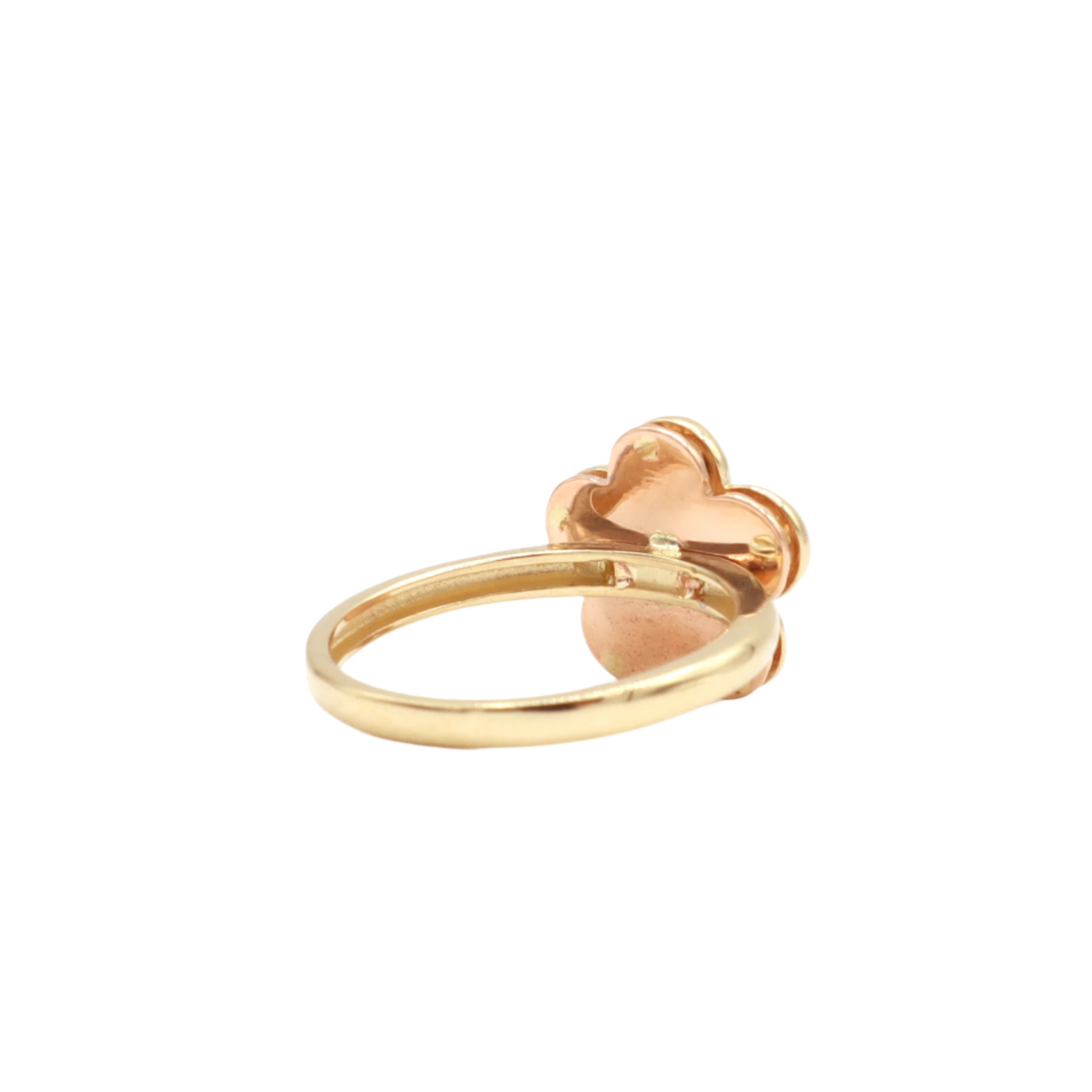 10K Solid Rose Gold Five-Leaf Flower CZ Ring (Yellow & Rose Gold)