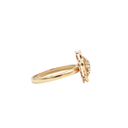 Five Leaf Flower with 5 CZ stones Women's Ring -10k Yellow Gold-10k Rose Gold - CZ Cubic Zirconia | STF DIAMODNS JEWELRY