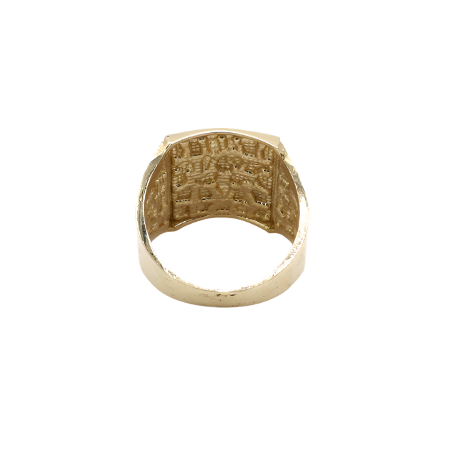 10K Solid Yellow Gold Flat Nugget Men's Ring (King's Treasure)