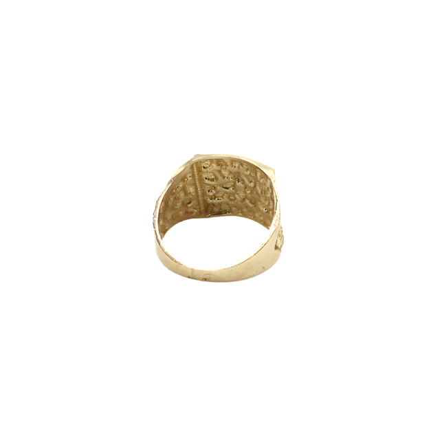 10K Solid Yellow Gold Flat Nugget Men's Ring (King's Treasure)