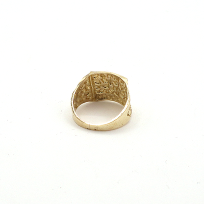 Flat Gold Nugget Ring 10K Yellow Gold - STF DIAMONDS