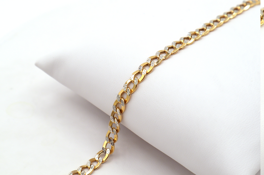 La Flat cuban Diamond cut Bracelet 14K Real Gold - STF DIAMONDS