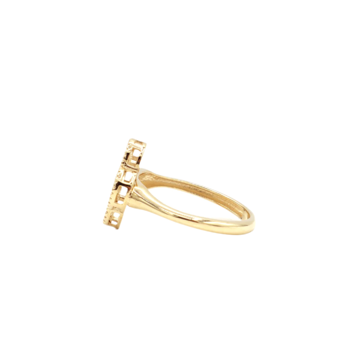 10K Solid Yellow Gold Four Leaf Clover CZ Ring