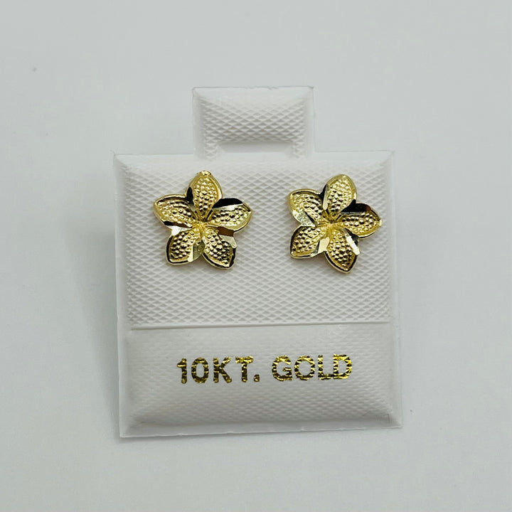 10K Yellow Gold Hibiscus Earrings (Small)