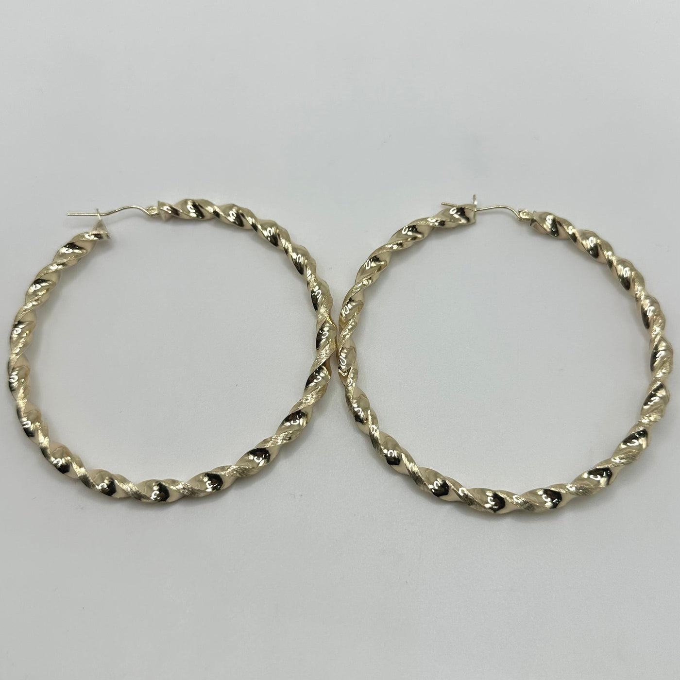 10K Yellow Gold 4.3mm Twist Hoop Earrings (2.7" diameter)