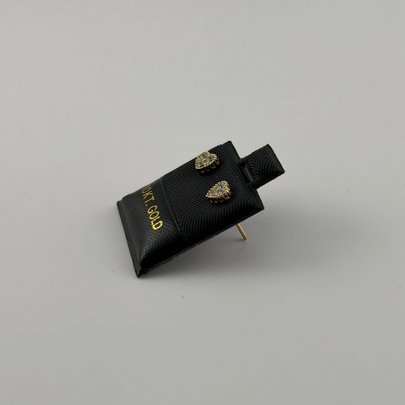 10K Yellow Gold Tiny CZ Pure White Heart Earrings