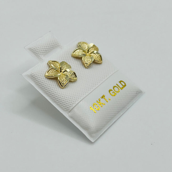 10K Yellow Gold Hibiscus Earrings (Small)