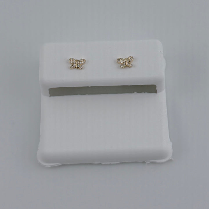 14K Gold Diamond Baby Butterfly Earrings