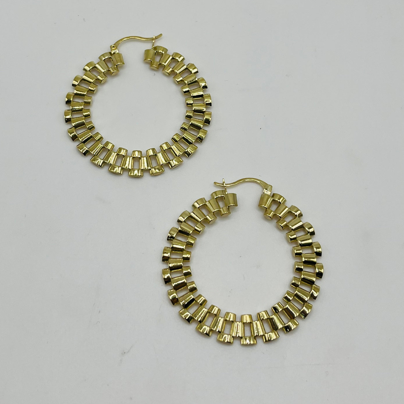 10K Yellow Gold Flat RX hoops (1.6")