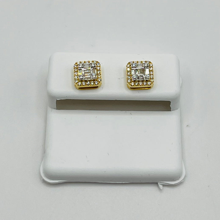 10K Gold Diamond Maison Square Earrings (M)