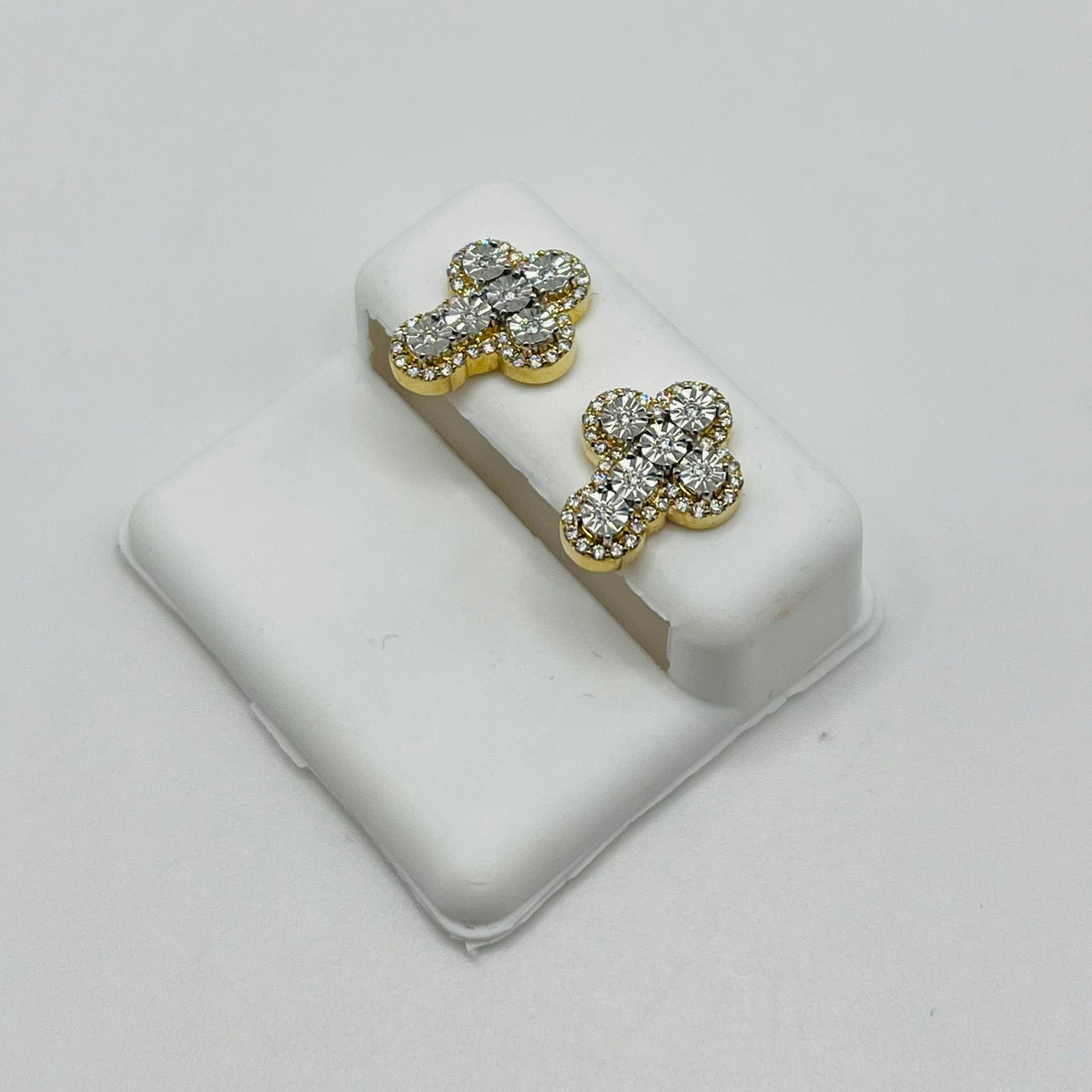 10K Gold Diamond Modern Cross Earrings