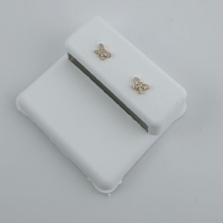 14K Gold Diamond Baby Butterfly Earrings