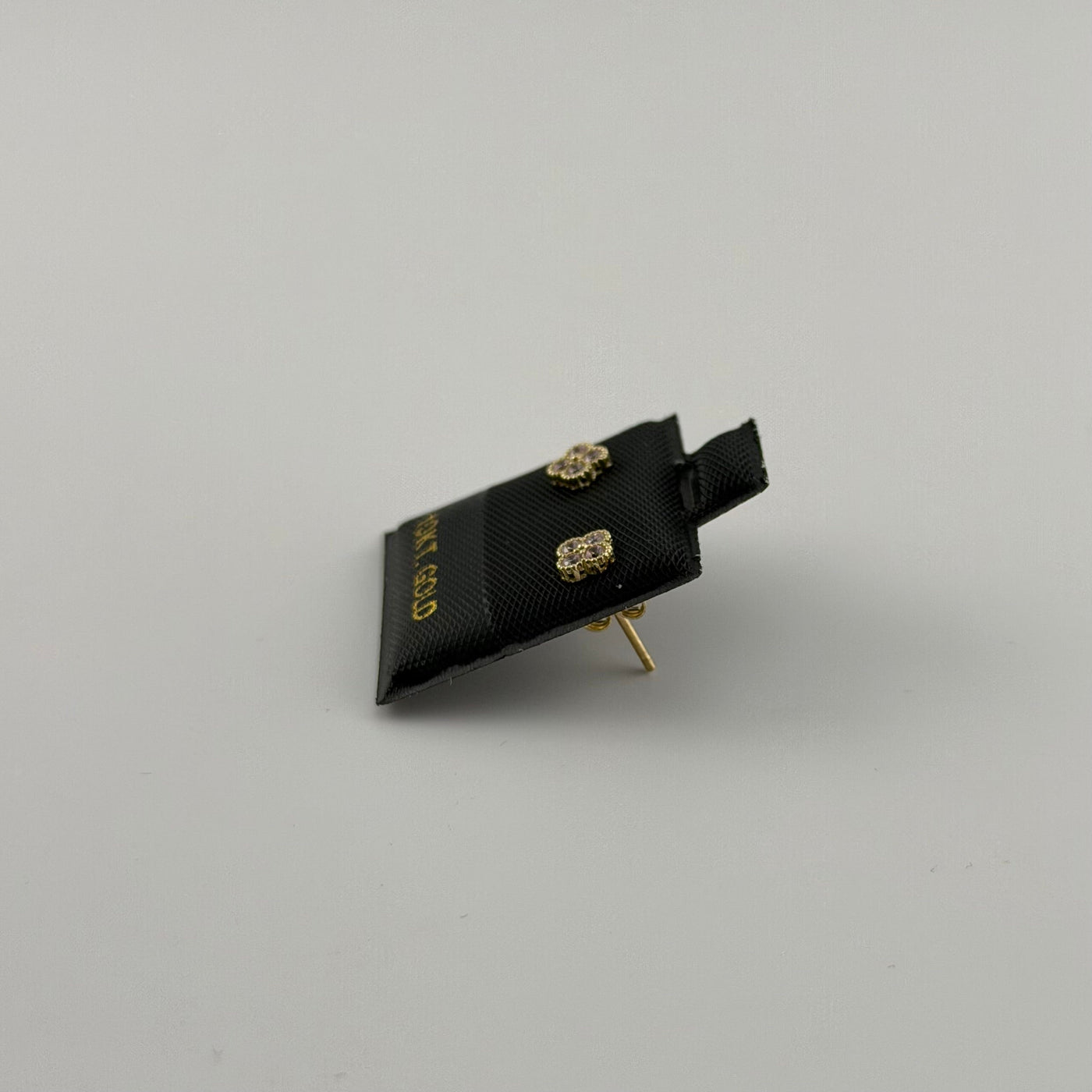 10K Yellow Gold Micro Pink CZ Clover Earrings