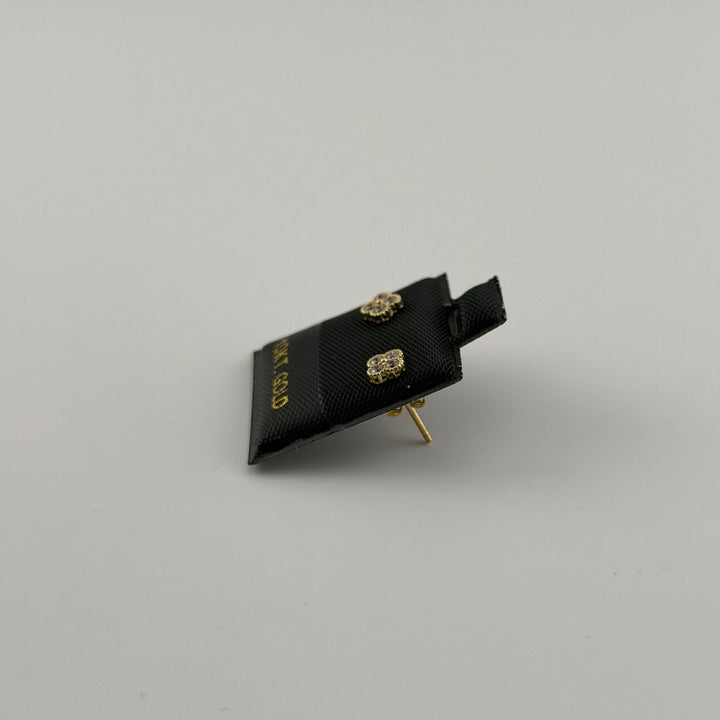 10K Yellow Gold Micro Pink CZ Clover Earrings
