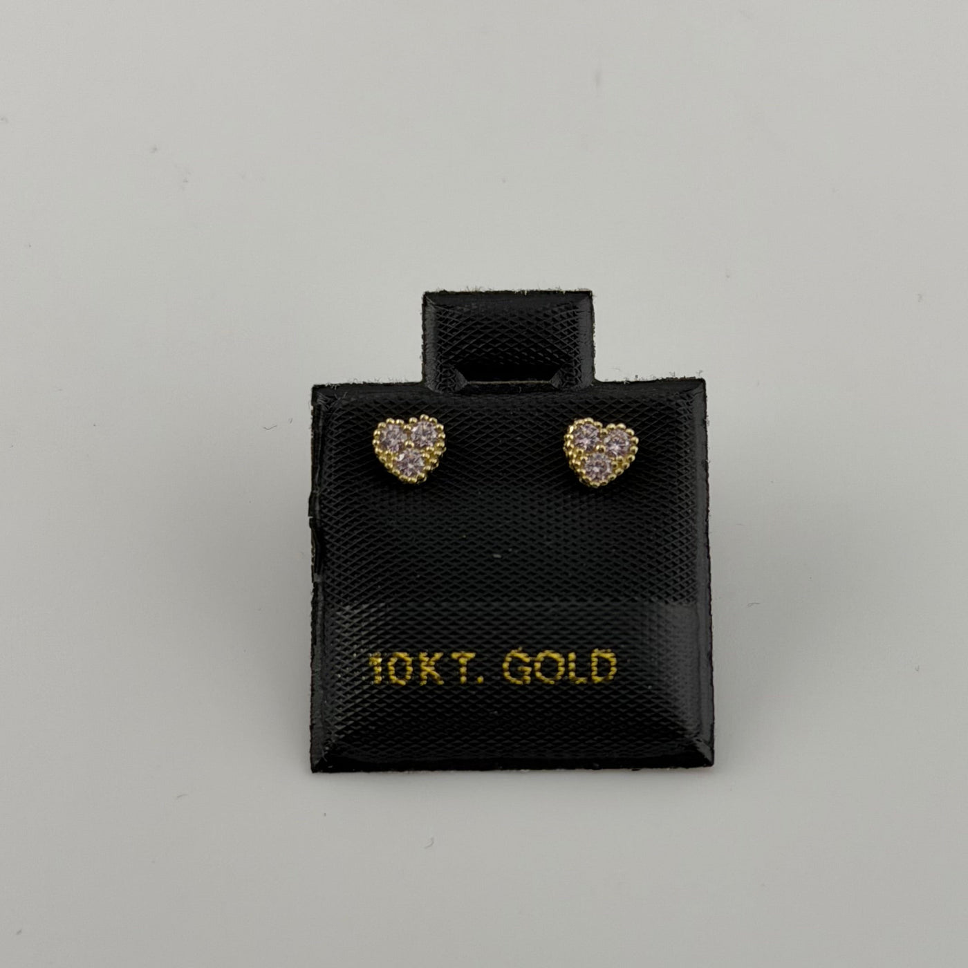 10K Yellow Gold Tiny CZ Blush Heart Earrings