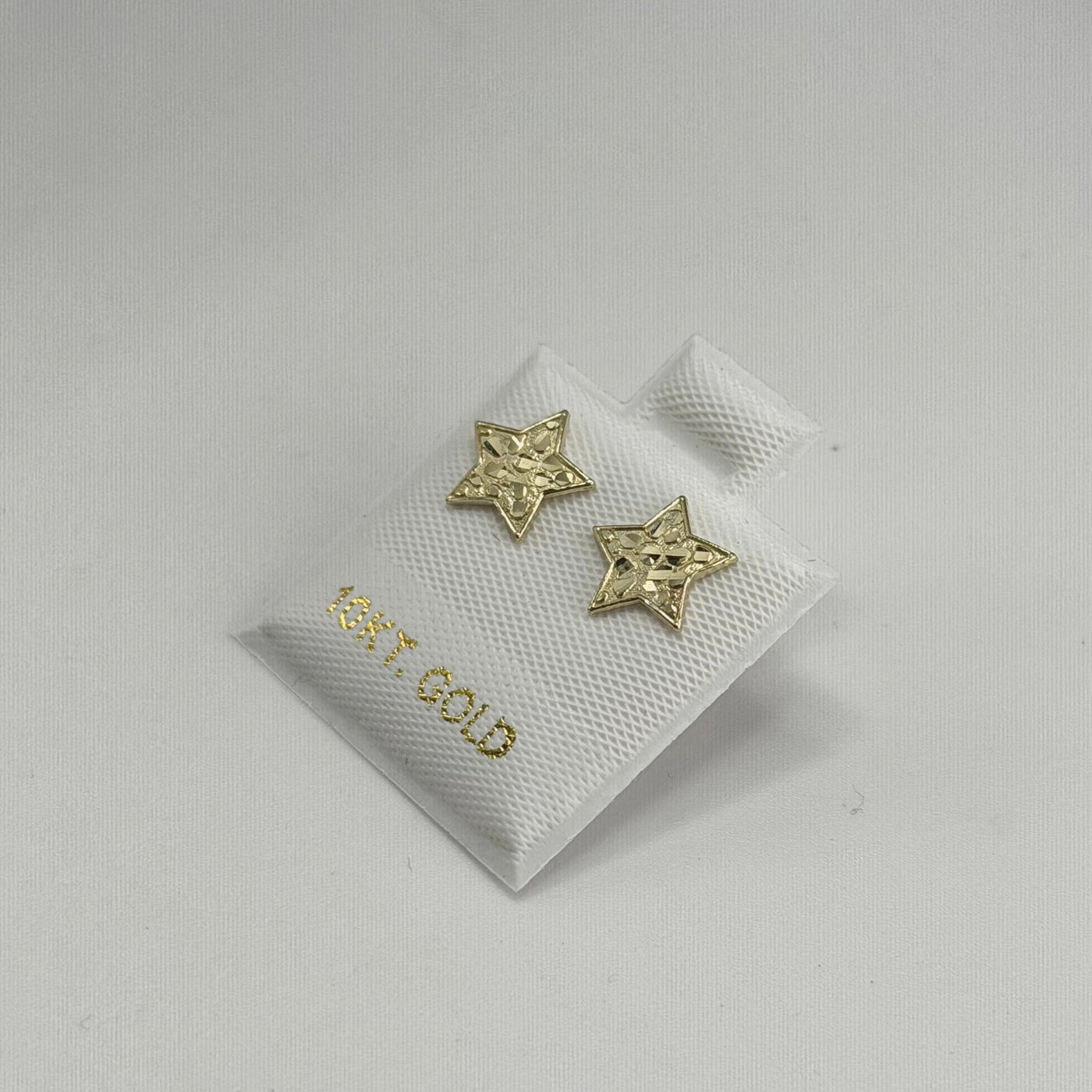 10K Solid Yellow Gold Mini Star Nugget Earrings