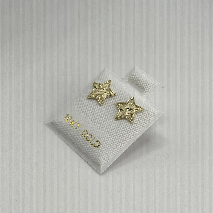 10K Solid Yellow Gold Mini Star Nugget Earrings