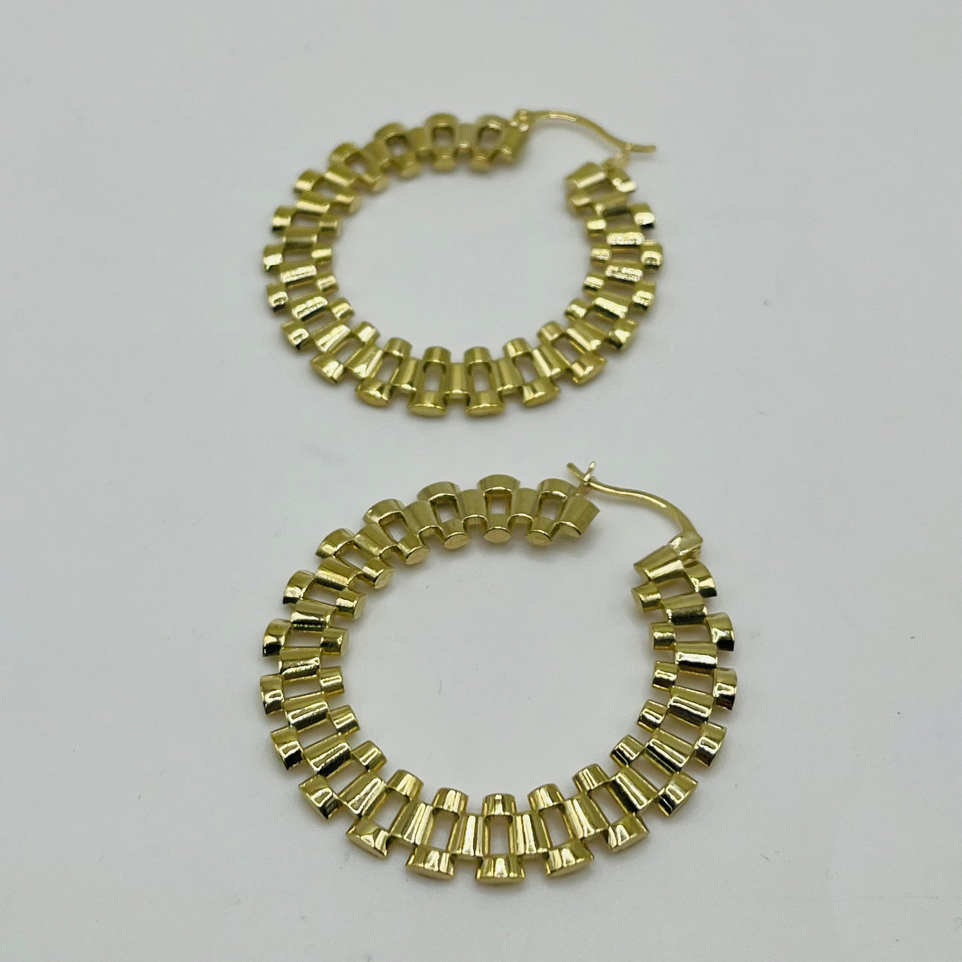 10K Yellow Gold Flat RX hoops (1.6")