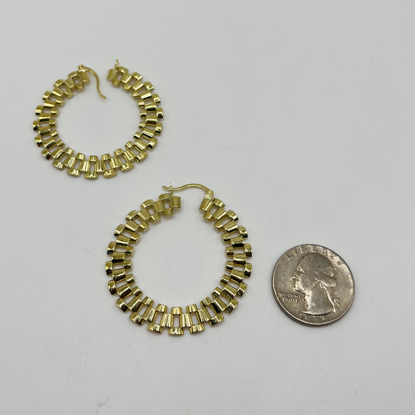 10K Yellow Gold Flat RX hoops (1.6")